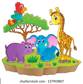 Cute African animals theme image 2 - eps10 vector illustration.