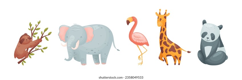 Cute African Animals and Zoo Creature Vector Set