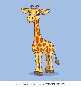 cute african baby giraffe. flat vector illustration.