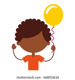 cute african boy with balloons air character icon