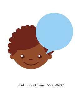 cute african boy with speech bubble character icon
