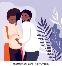 cute African couple pregnancy avatar character