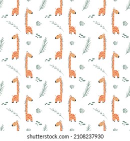 cute african giraffe seamless background