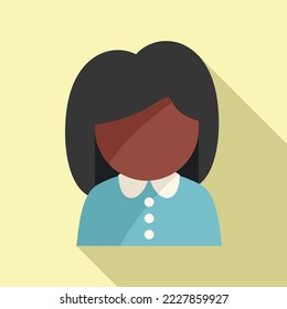 Cute african girl icon flat vector. Work office. Africa couple