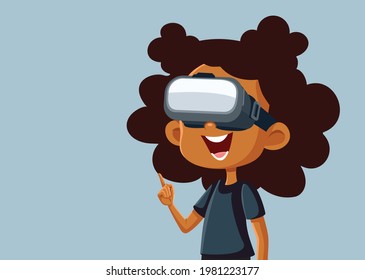 Cute African Girl Wearing VR Glasses

Funny child playing 3d games in augmented reality 

