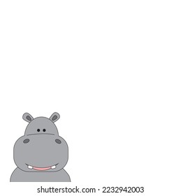 Cute African Hippopotamus Detail Illustration 