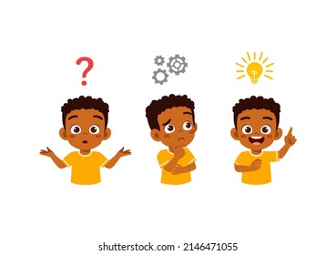 cute african kid thinking and search idea