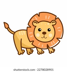 Cute African lion. Vector doodle illustration for child.