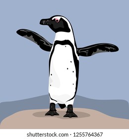 Cute african penguin, wildlife, bird. Flat design. Vector illustration. EPS10