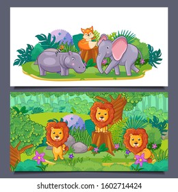 Cute African Safari Animal Cartoon Characters Stock Vector (Royalty ...