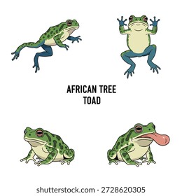 Ilustraciones vectoriales animales lindas del sapo del árbol africano