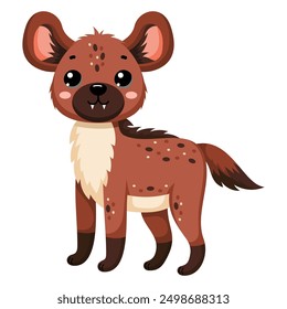 Cute African wild hyena in scandinavian style isolated on white background. Vector cartoon illustration for the design of textiles, posters, clothes.