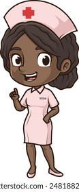 Cute african-american female nurse vector illustration