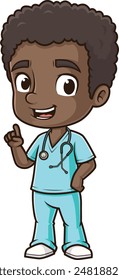 Cute african-american male nurse vector illustration