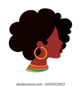 Cute afro american girl character avatar Vector illustration