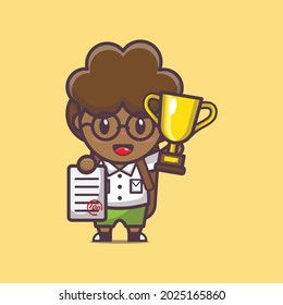 cute afro boy cartoon character back to school. cute vector design character. Vector isolated flat illustration for poster, brochure, web, mascot, sticker, logo and icon.