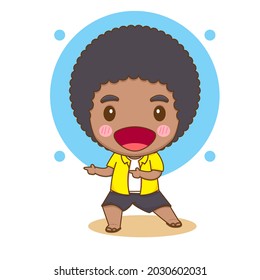süße afro-Boy-Chibi-Zeichentrickgrafik