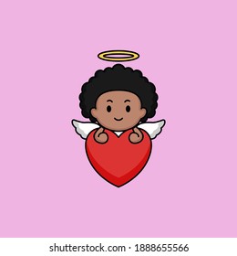 Cute afro cupid in Valentine's Day