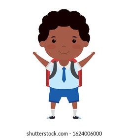 cute afro student boy character vector illustration design