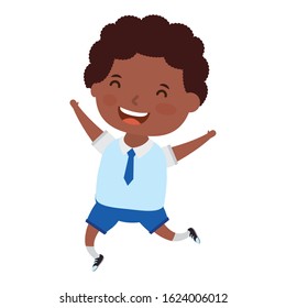 cute afro student boy character vector illustration design