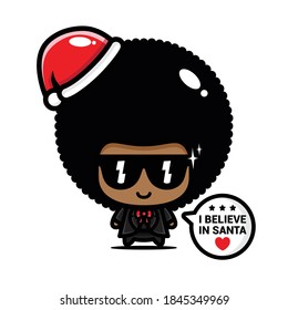cute afro wearing santa hat