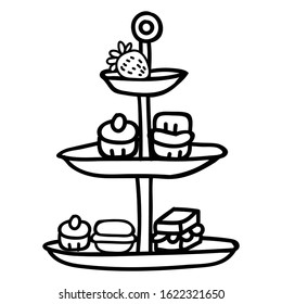 Cute Afternoon Tea Cake Stand Clipart Stock Vector (Royalty Free ...