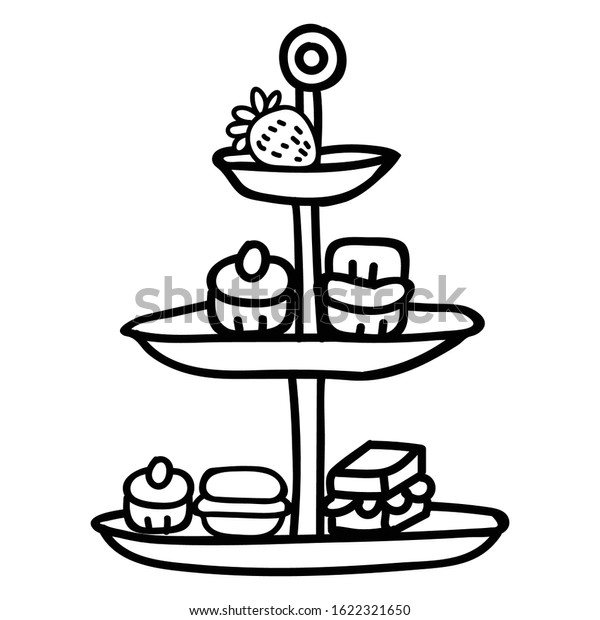 Cute Afternoon Tea Cake Stand Clipart Stock Vector Royalty Free