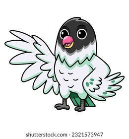 Cute agapornis malta lovebird cartoon waving hand