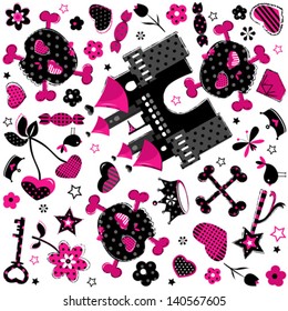 cute aggressive girlish black and red background