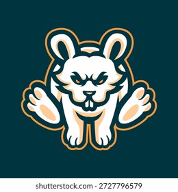 Design de logotipo de mascote de coelho agressivo bonito