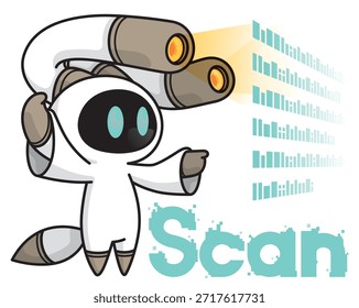 Datos lindos del escaneo del carácter del robot de la IA