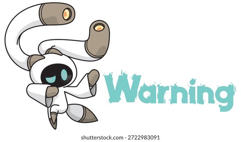 Un lindo personaje robot de IA que advierte y alerta