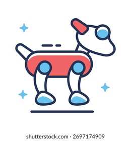 Lindo perro robot de IA que simboliza la robótica y la automatización inteligente.