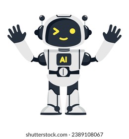 Cute  Ai robot with empty blank white board