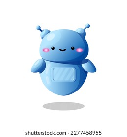 Cute Ai robot. Smiling simple robotic character. Chat bot assistant in online communication app. Future technology in chatting support