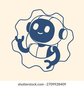 Lindo robot de IA que simboliza la inteligencia artificial. Estilo de dibujos animados infantil perfecto para la educación, la innovación tecnológica, la robótica y los proyectos de futuro digital.
