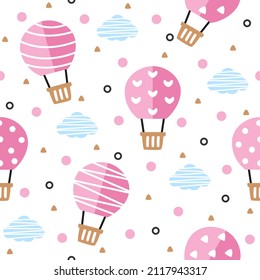 Cute air balloon cartoon pattern background