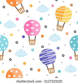 Cute air balloon cartoon pattern backgrounds