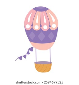 Cute air balloon on white isolated background