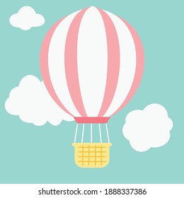 Cute air balloon vector, Air balloon cut file