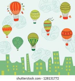 Fondo de los globos de aire puro - para diseño y scrapbook - en vector