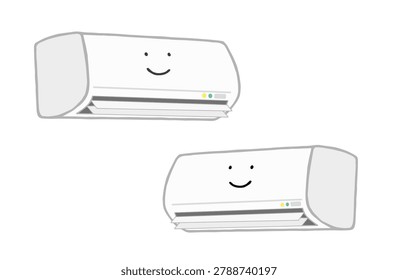 Cute air conditioner character vector illustration with a smiling face from an isometric perspective angle