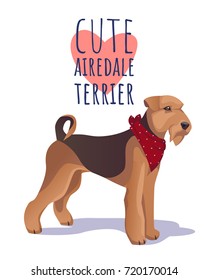 Cute  airdale terrier dog. Character mascot. Vector clip art