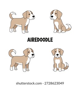 Ilustrações de vetor animal bonito Airedoodle