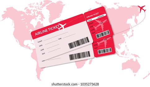 Cute Airline tickets graphics in red color