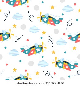 Cute airplane cartoon illustration patterns