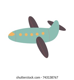 Cute airplane. Colored vector illustration in flat style.