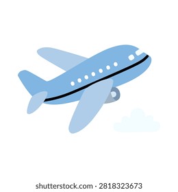 Cute Airplane Flying with Cloud Flat Illustration Isolated on Transparent Background for Travel Aviation and Transportation Design