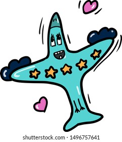 cute airplane hand drawn vector illustration
