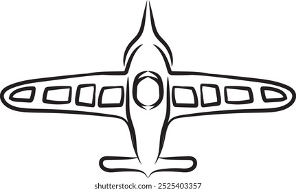 Icono lindo del avión, dibujado a mano	